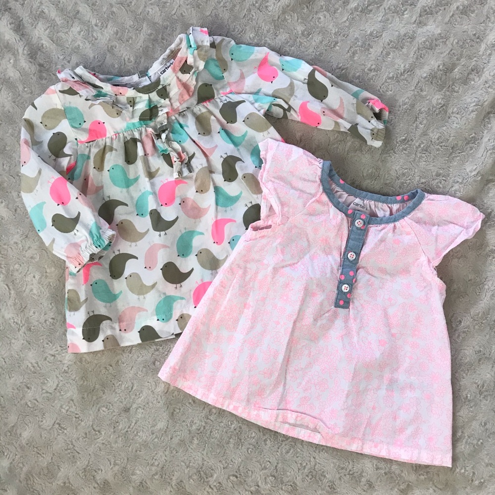 Carter’s Baby Girl Tops Bundle Birds Floral Pink